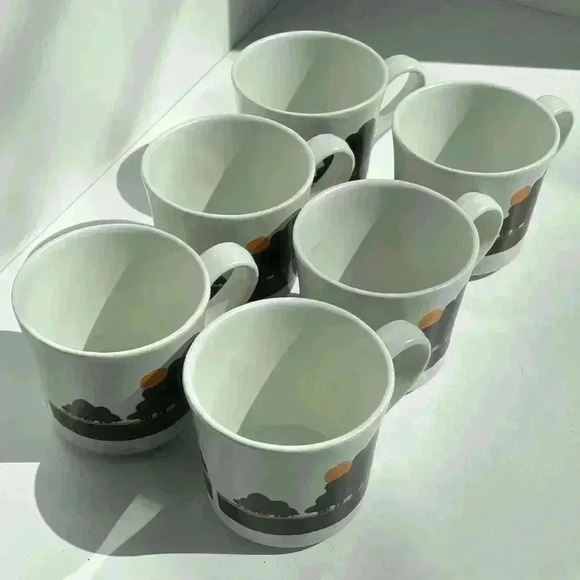 Set of 6 1978 Royal Doulton Lambethware Stoneware LS1031 Prairie  cups - Picture 6 of 7